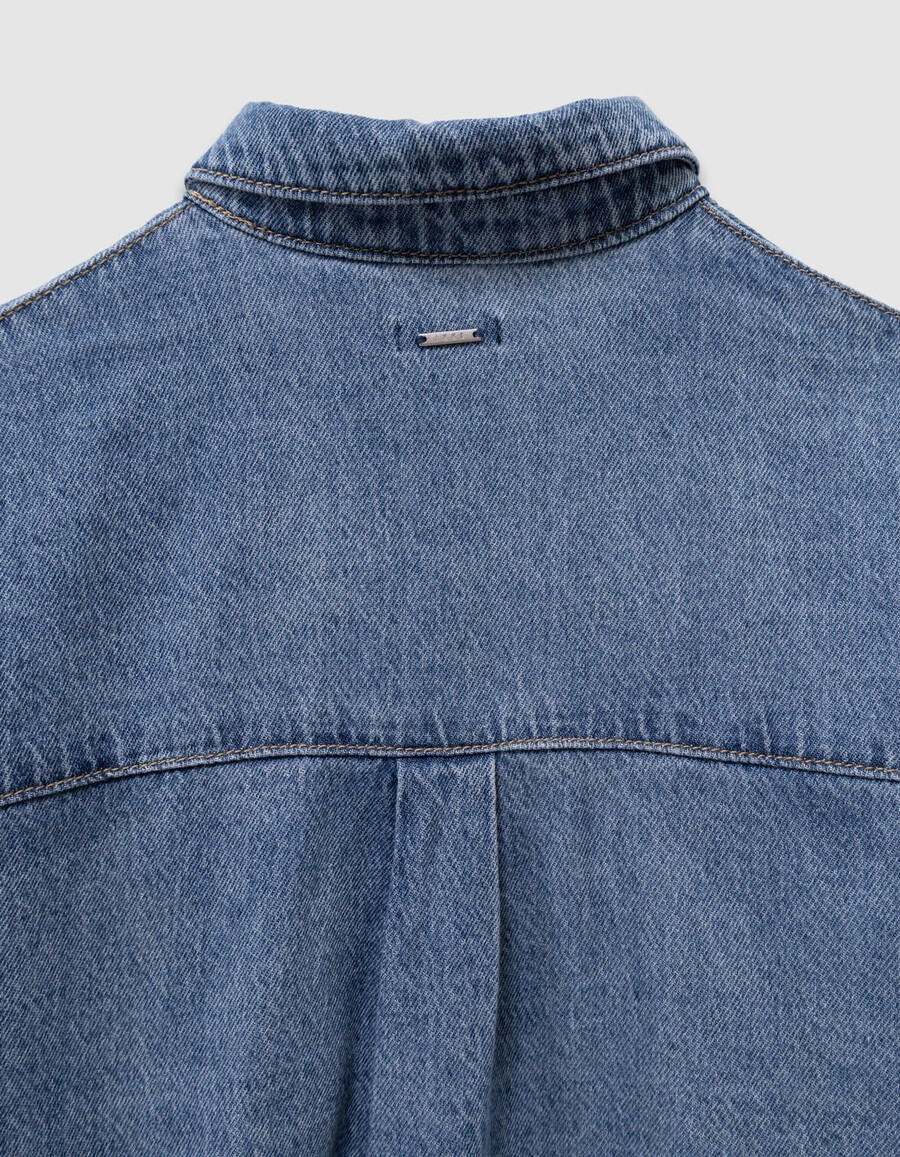 camicia oversize in denim blu per ragazze