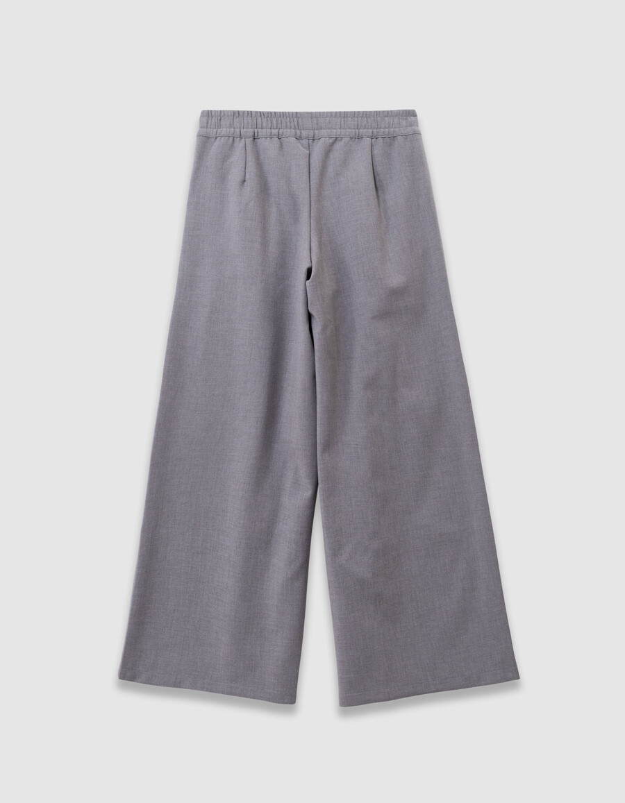 pantaloni larghi grigi da bambina con pieghe piatte