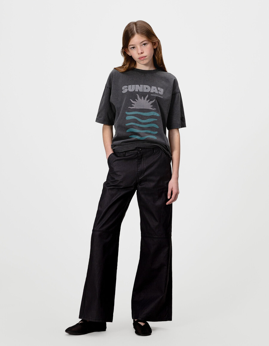 jeans dritti rivestiti neri da bambina