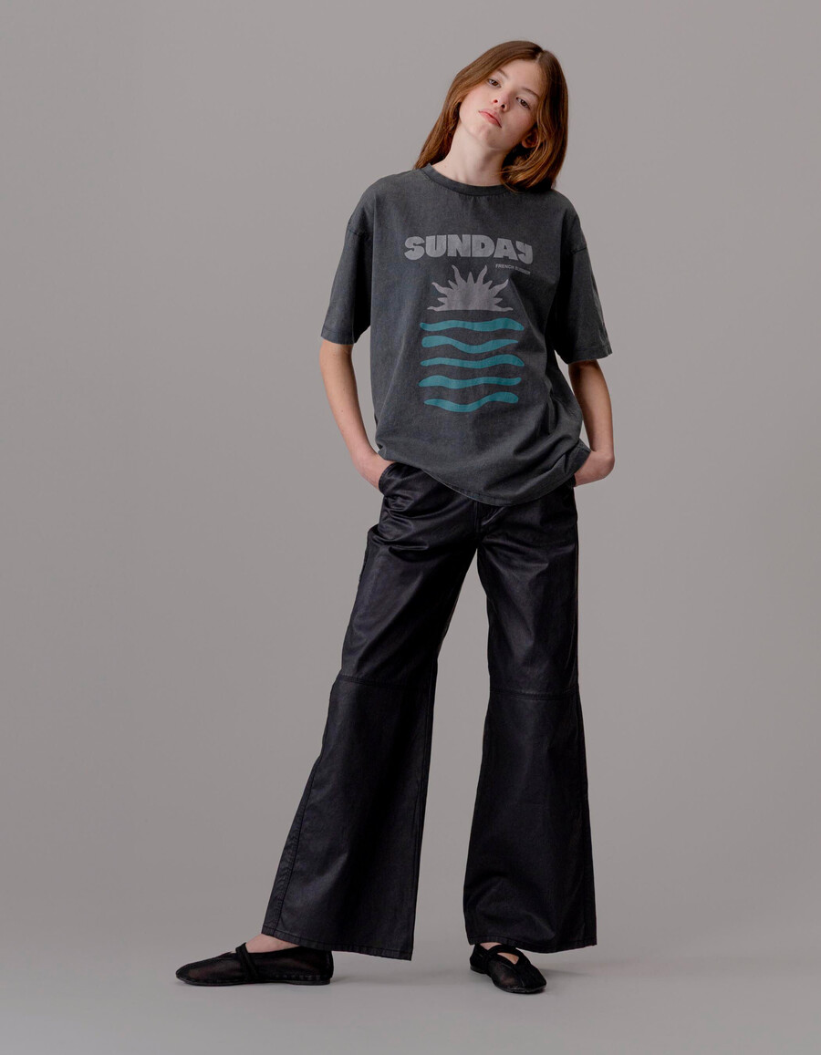 jeans dritti rivestiti neri da bambina
