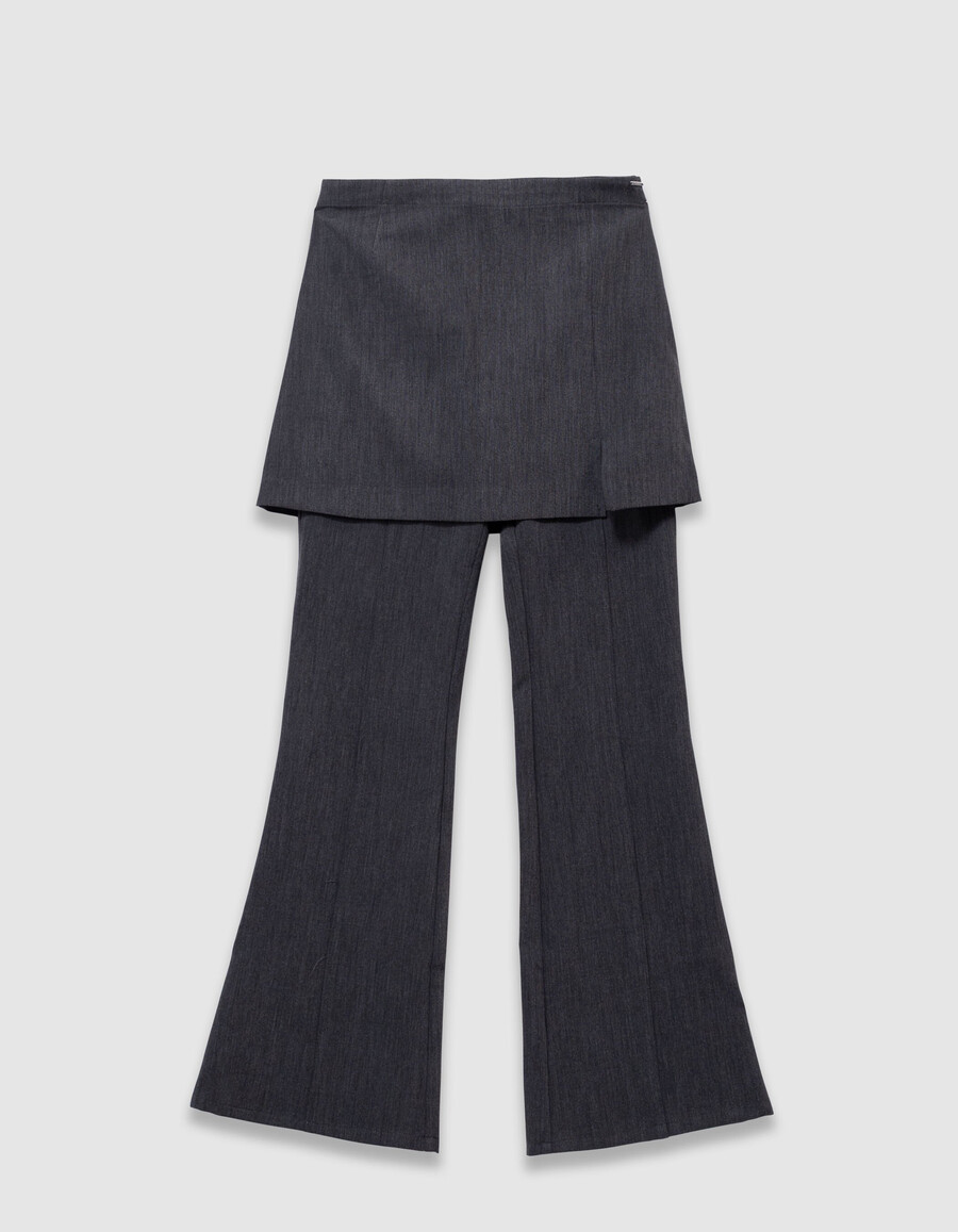pantaloni svasati grigi 2 in 1 per bambine con gonna rimovibile