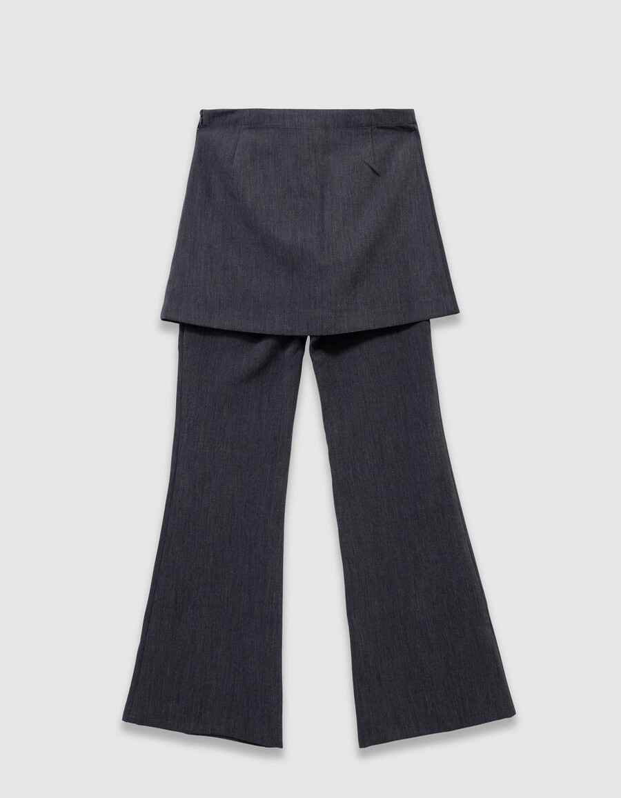 pantaloni svasati grigi 2 in 1 per bambine con gonna rimovibile