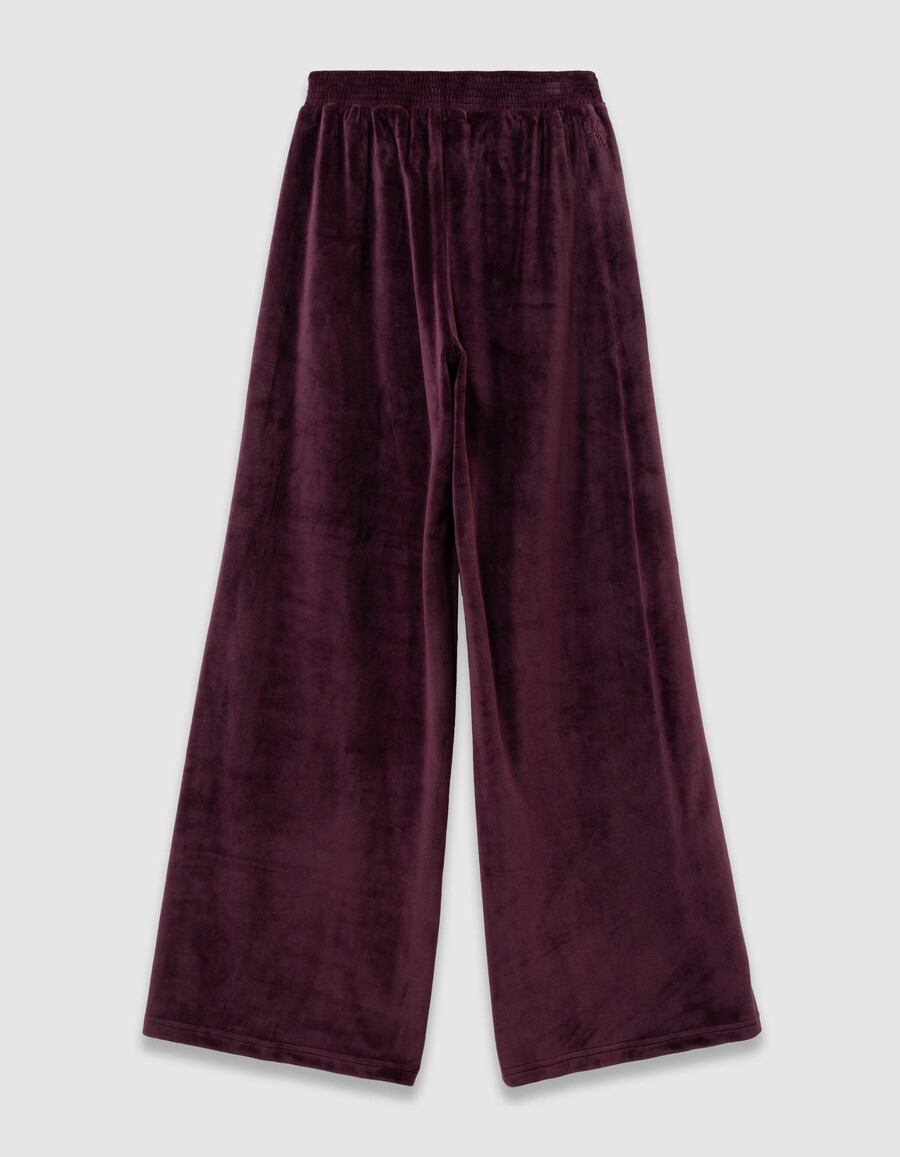 pantaloni da jogging a gamba larga in velluto bordeaux per bambine