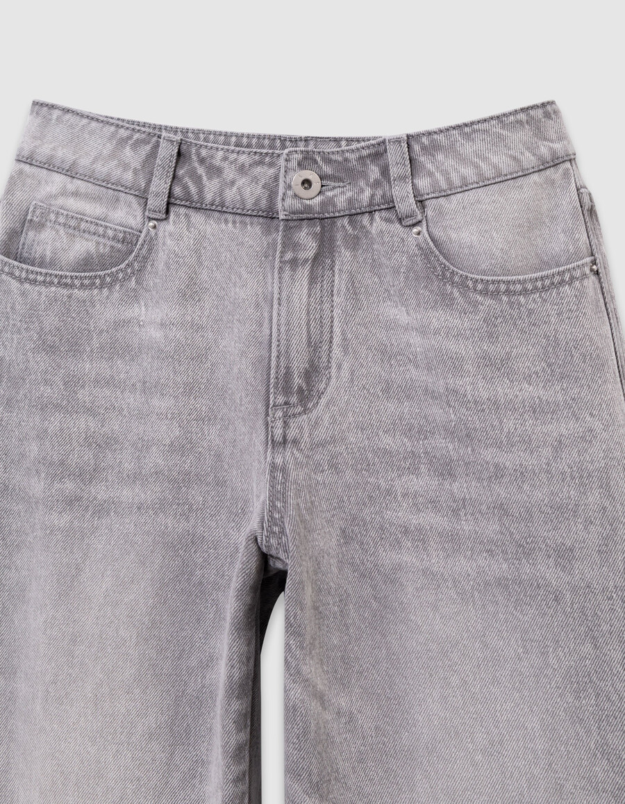 jeans a gamba larga grigio sbiadito per ragazze