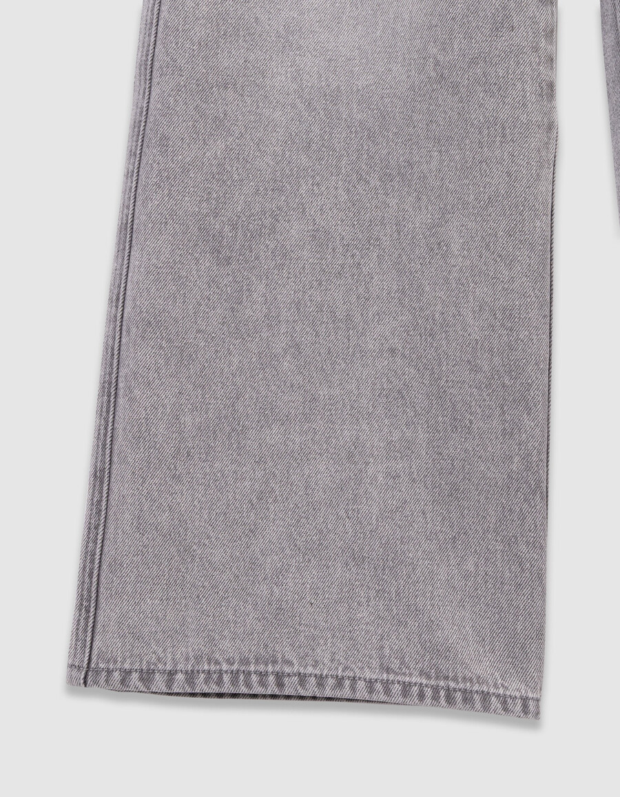 jeans a gamba larga grigio sbiadito per ragazze