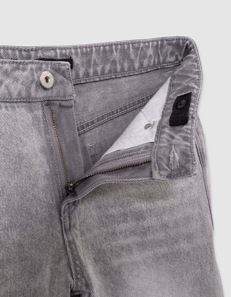 jeans a gamba larga grigio sbiadito per ragazze