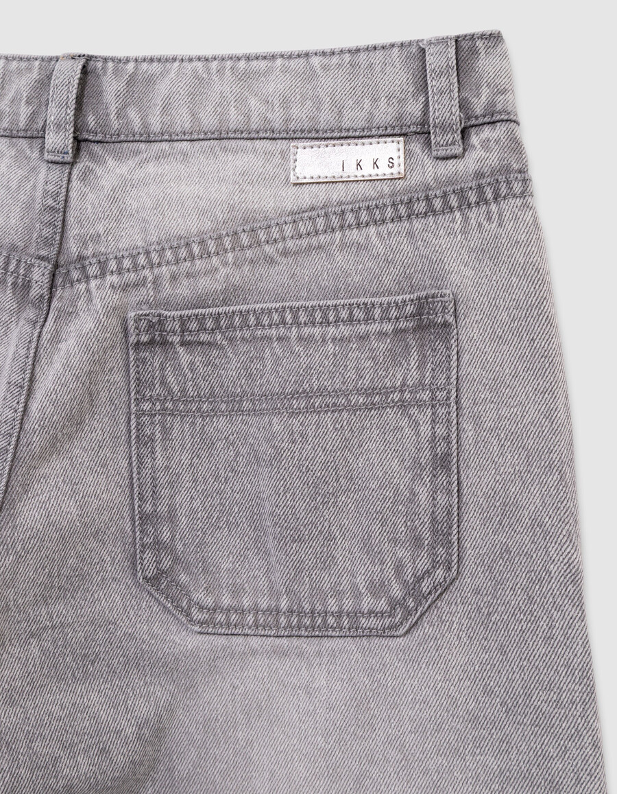 jeans a gamba larga grigio sbiadito per ragazze