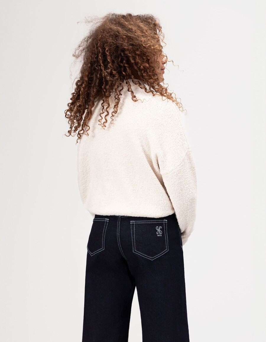jeans blu navy a gamba larga con risvolti fissi per bambine