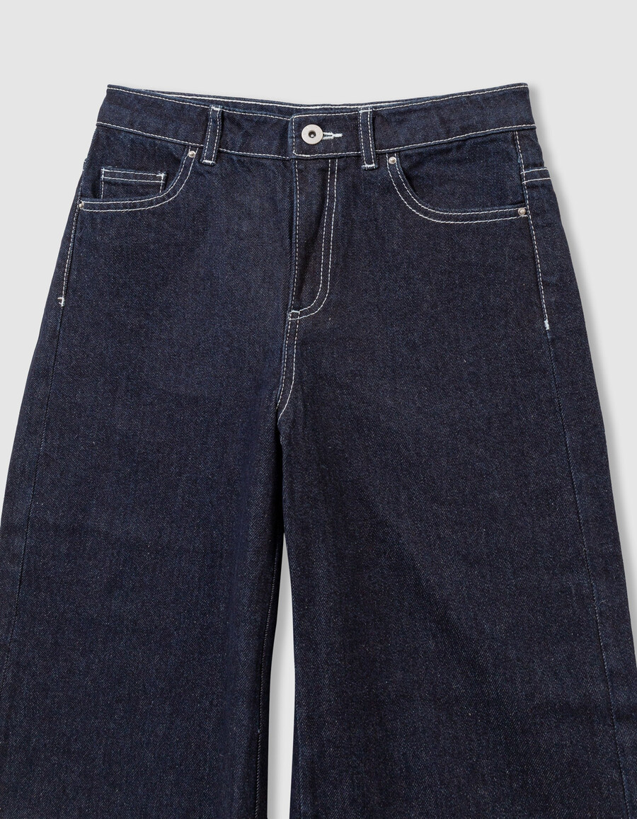 jeans blu navy a gamba larga con risvolti fissi per bambine