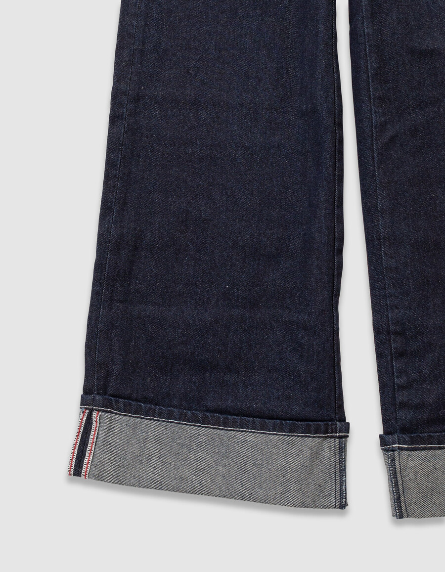 jeans blu navy a gamba larga con risvolti fissi per bambine