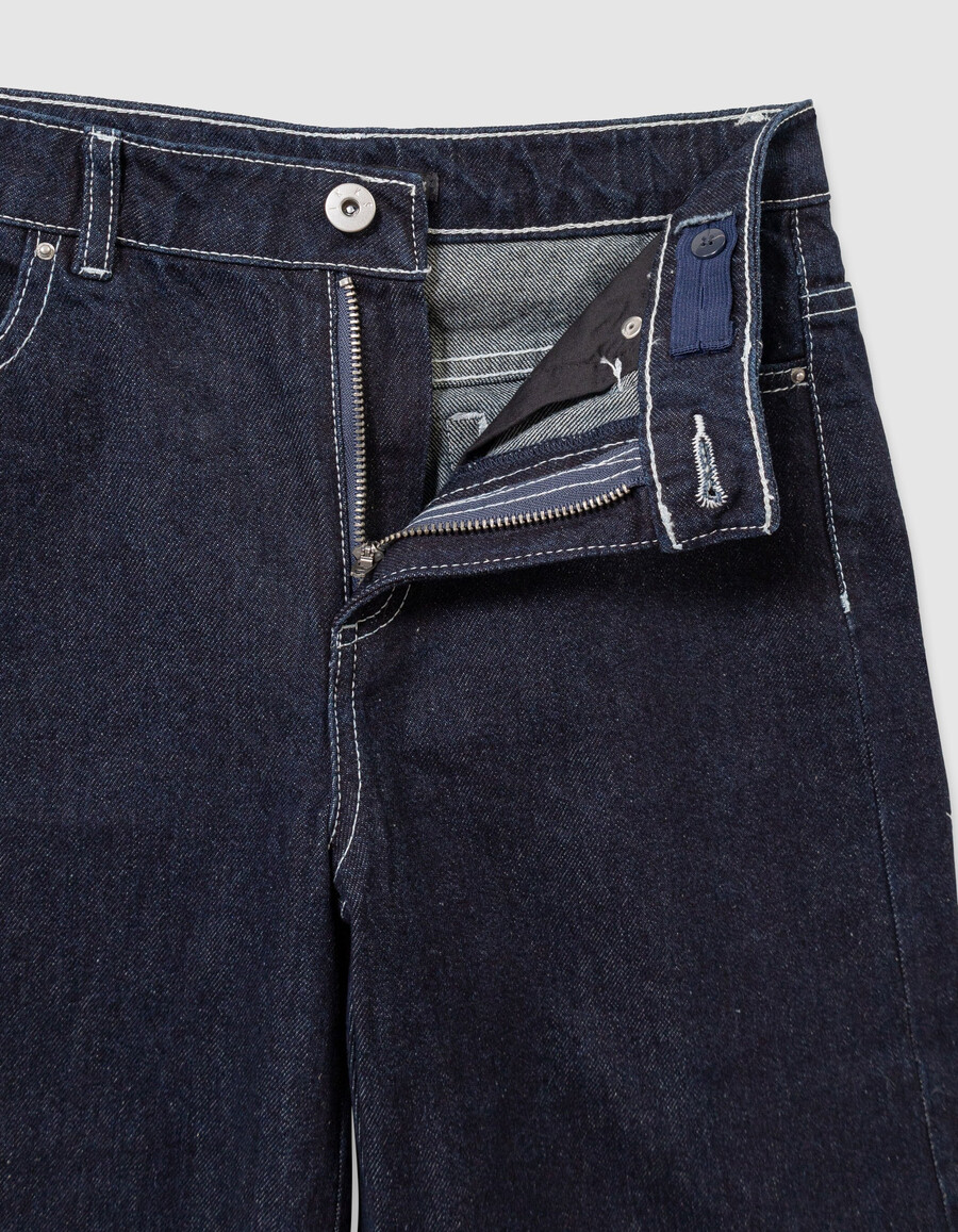 jeans blu navy a gamba larga con risvolti fissi per bambine