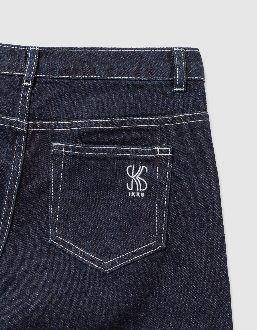 jeans blu navy a gamba larga con risvolti fissi per bambine