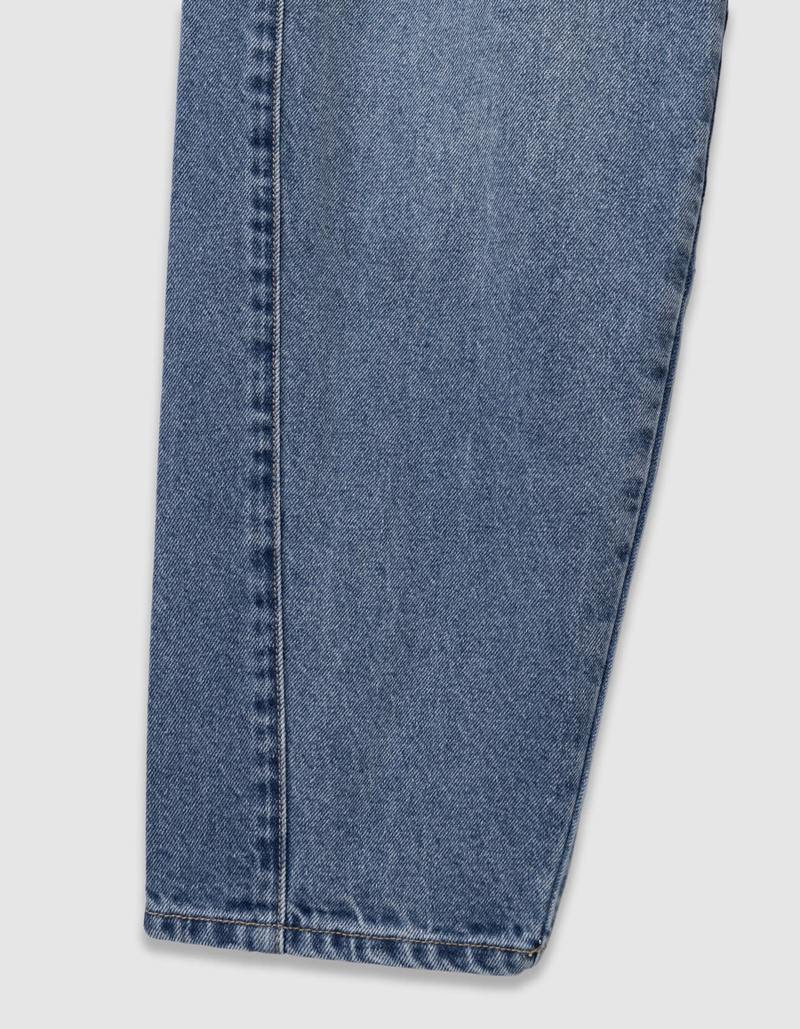 jeans a palloncino blu da bambina con cordino portafortuna