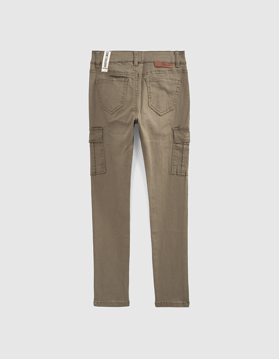 pantaloni da combattimento a vita alta color cachi da bambina