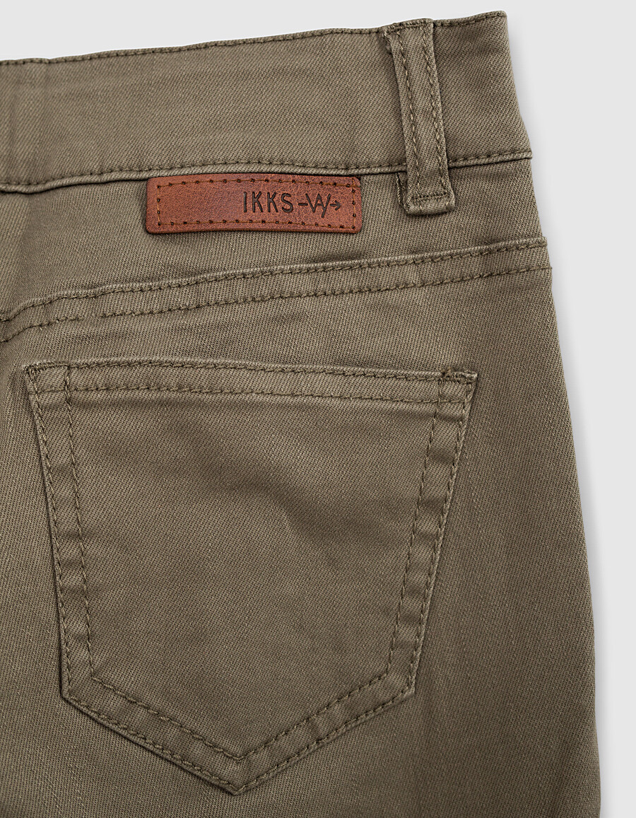 pantaloni da combattimento a vita alta color cachi da bambina