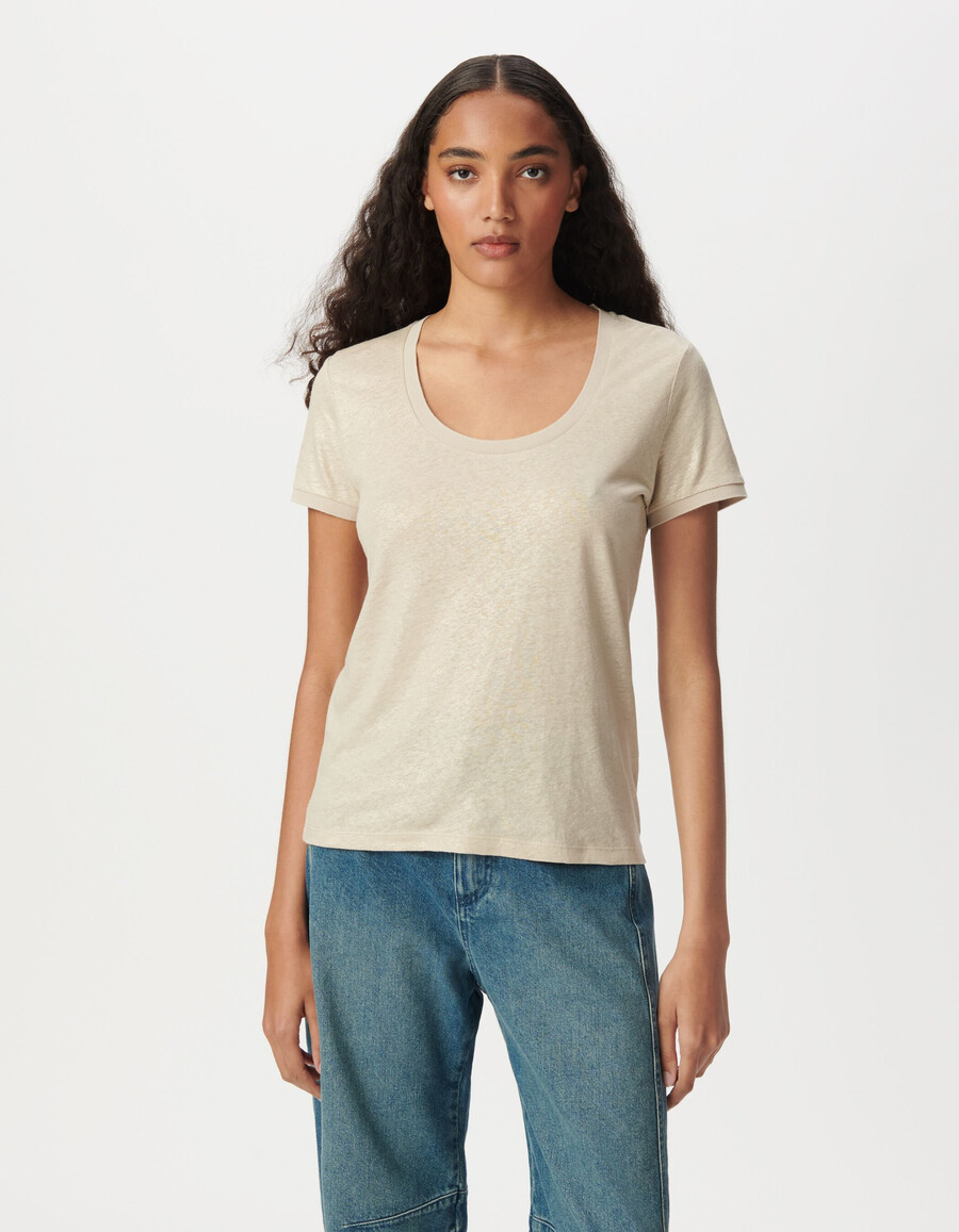 maglietta a maniche corte beige iridescente
