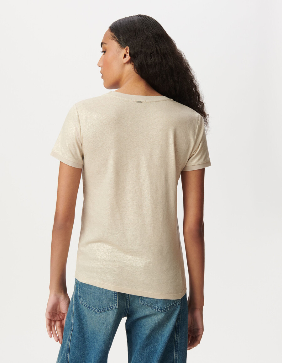 maglietta a maniche corte beige iridescente