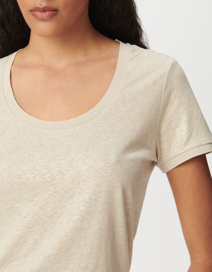 maglietta a maniche corte beige iridescente