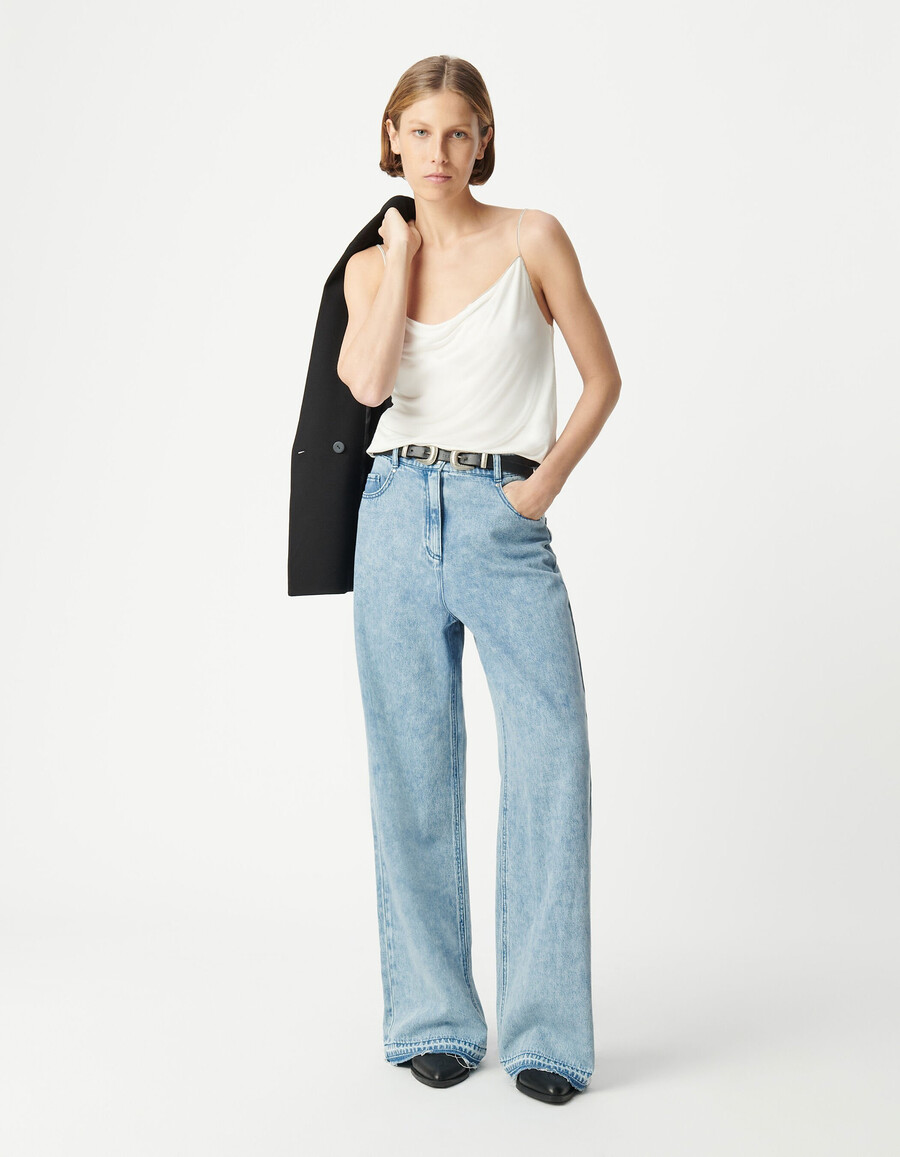 top bianco con scollo drappeggiato graziose spalline