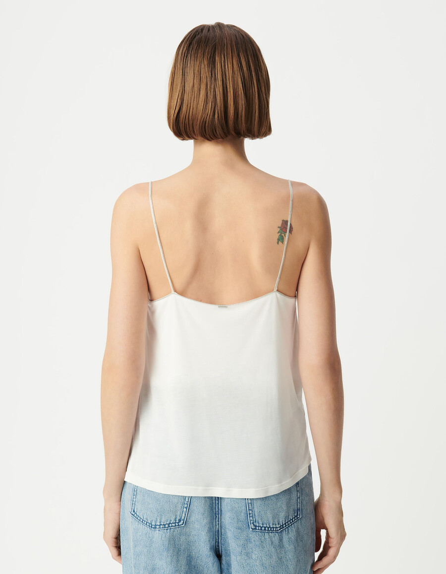 top bianco con scollo drappeggiato graziose spalline