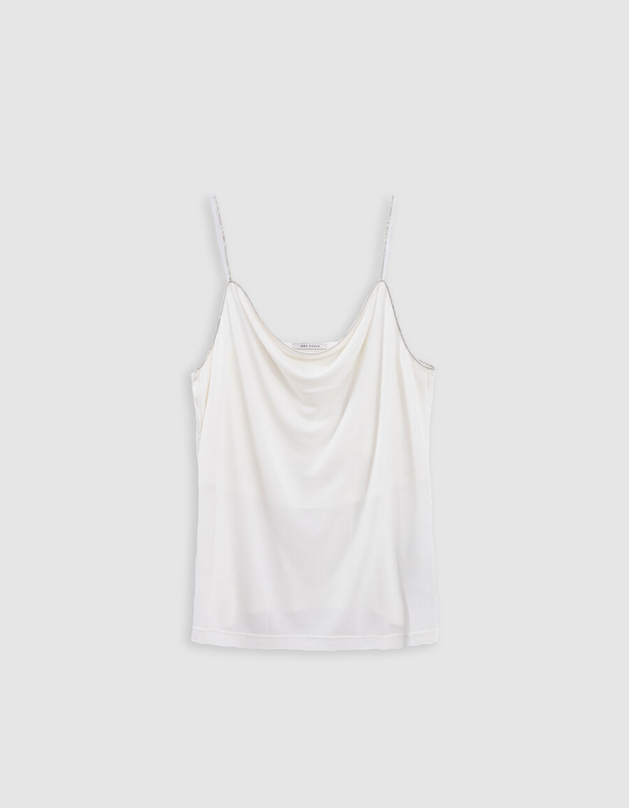 top bianco con scollo drappeggiato graziose spalline