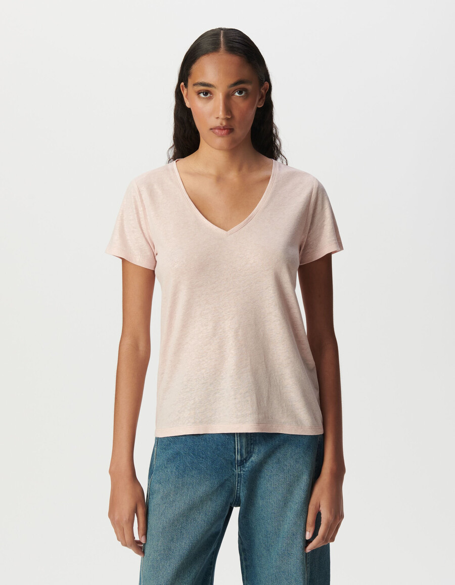 maglietta a maniche corte da donna vestibilità ampia colore rosa iridescente
