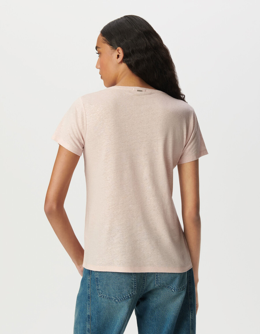 maglietta a maniche corte da donna vestibilità ampia colore rosa iridescente