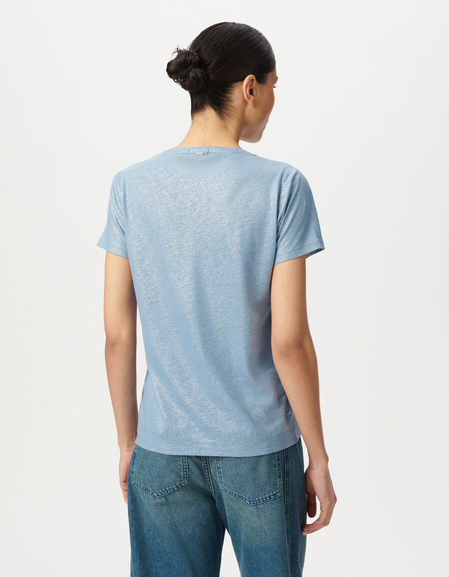 maglietta a maniche corte da donna vestibilità ampia colore blu iridescente