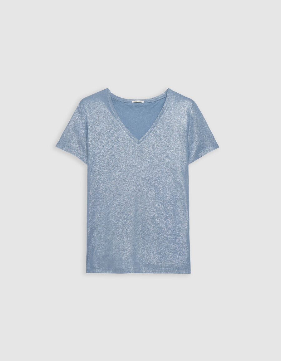 maglietta a maniche corte da donna vestibilità ampia colore blu iridescente