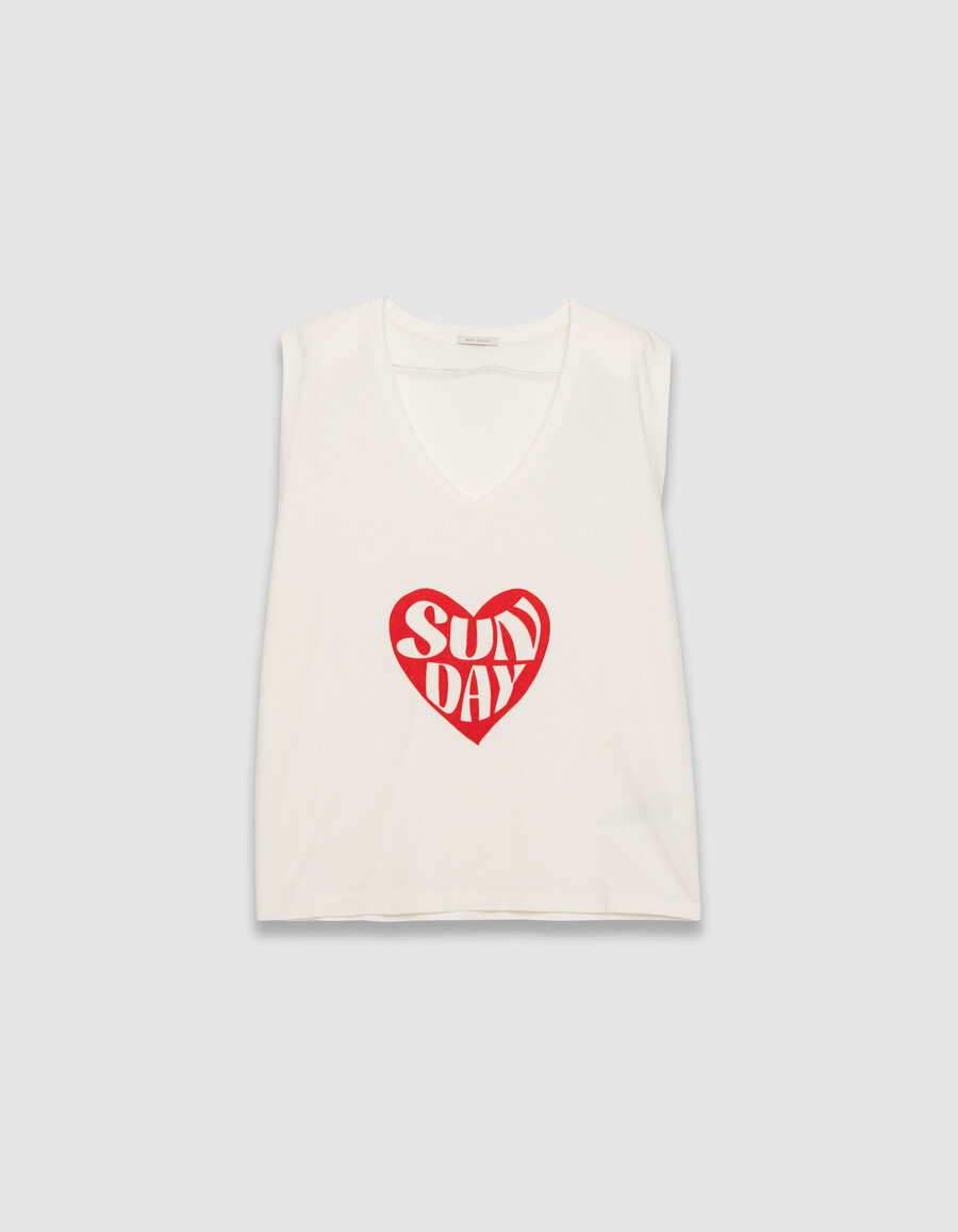 maglietta bianca con cuore in velluto floccato
