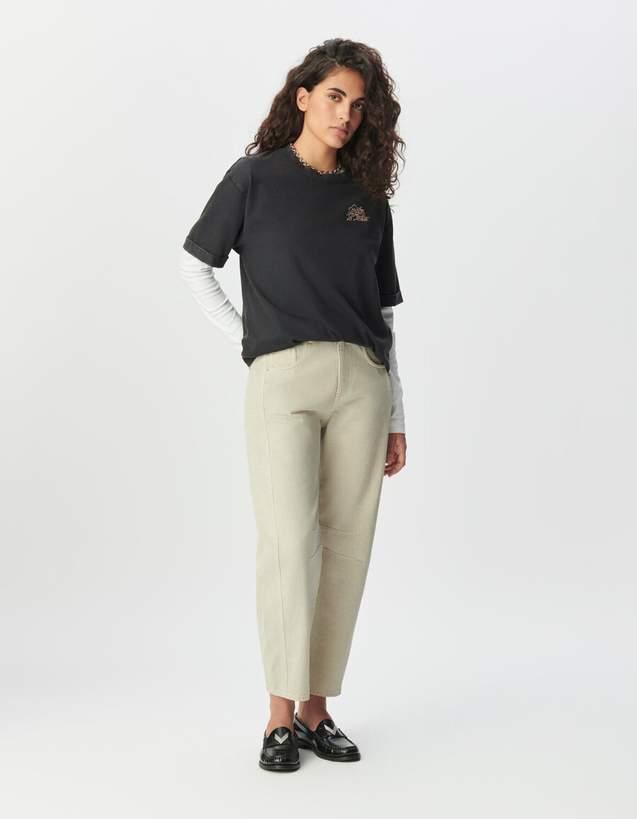 t-shirt oversize grigia da donna con immagine xl sul retro