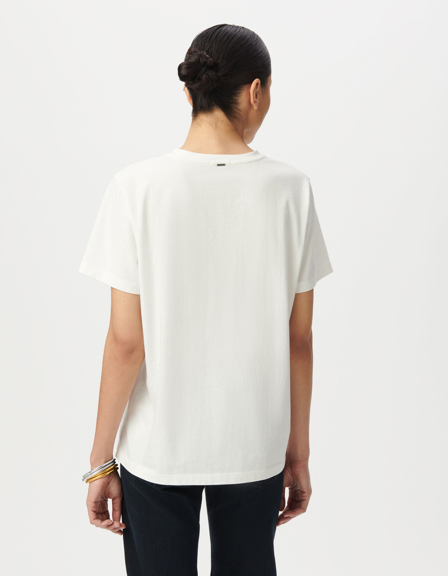 t-shirt bianca da donna in cotone biologico slogan e rose