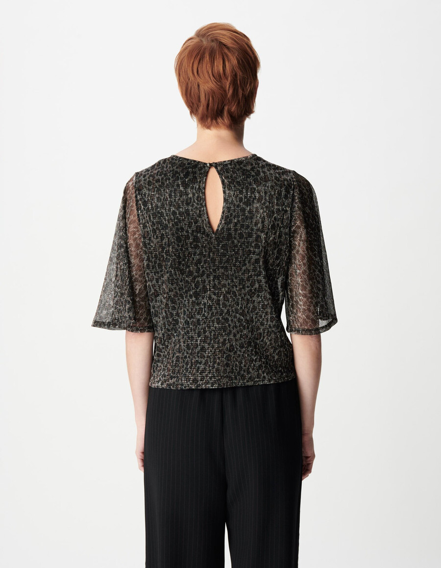 top nero a maniche 34 con scollo rotondo per donna