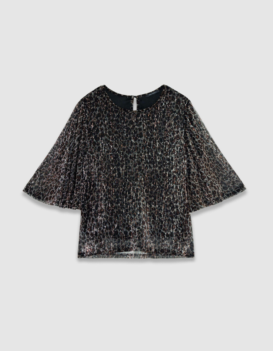 top nero a maniche 34 con scollo rotondo per donna