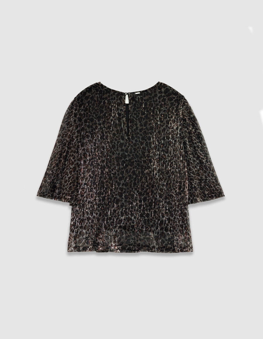 top nero a maniche 34 con scollo rotondo per donna