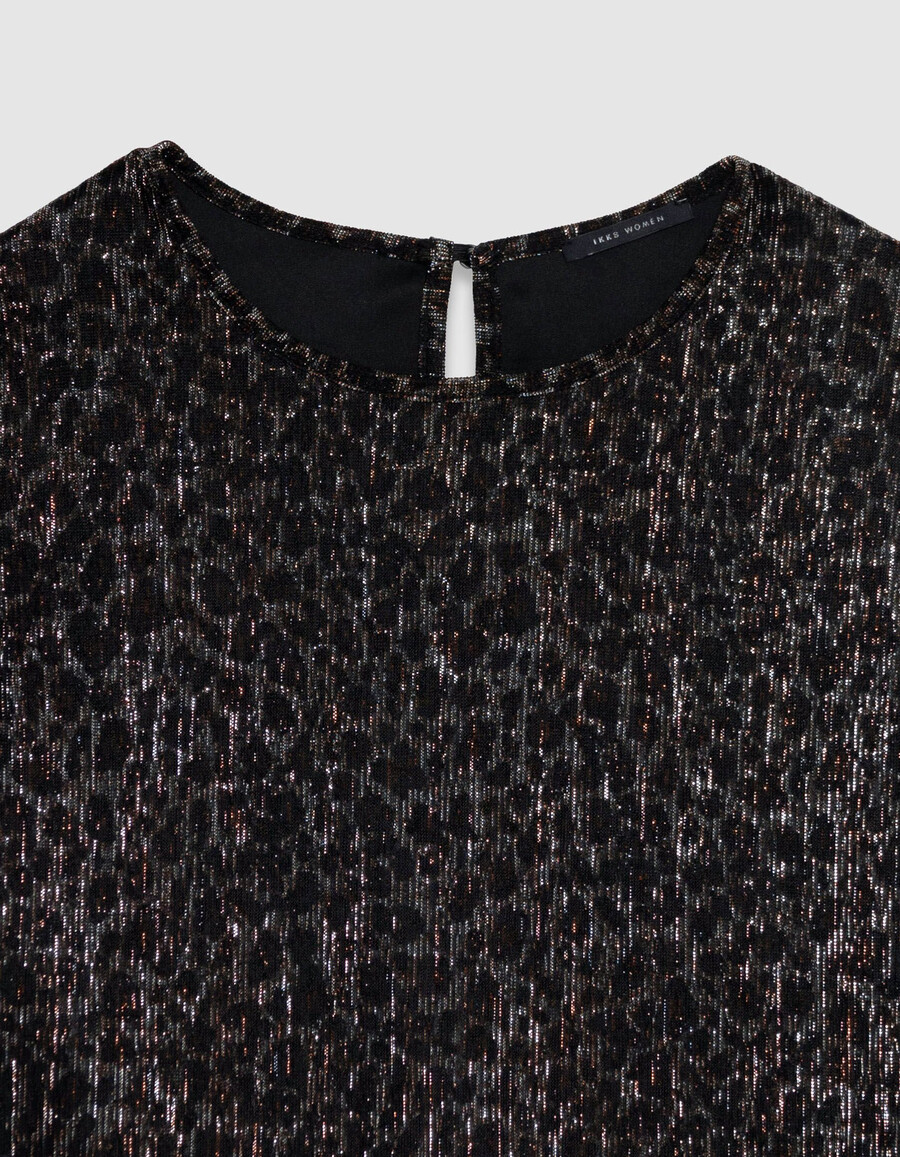 top nero a maniche 34 con scollo rotondo per donna