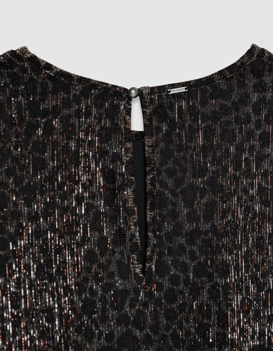 top nero a maniche 34 con scollo rotondo per donna