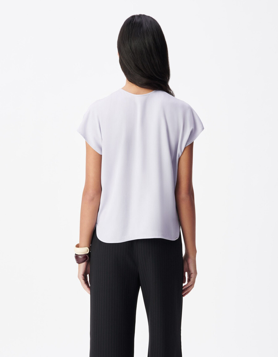 maglia reversibile a maniche corte lilla da donna davantidietro