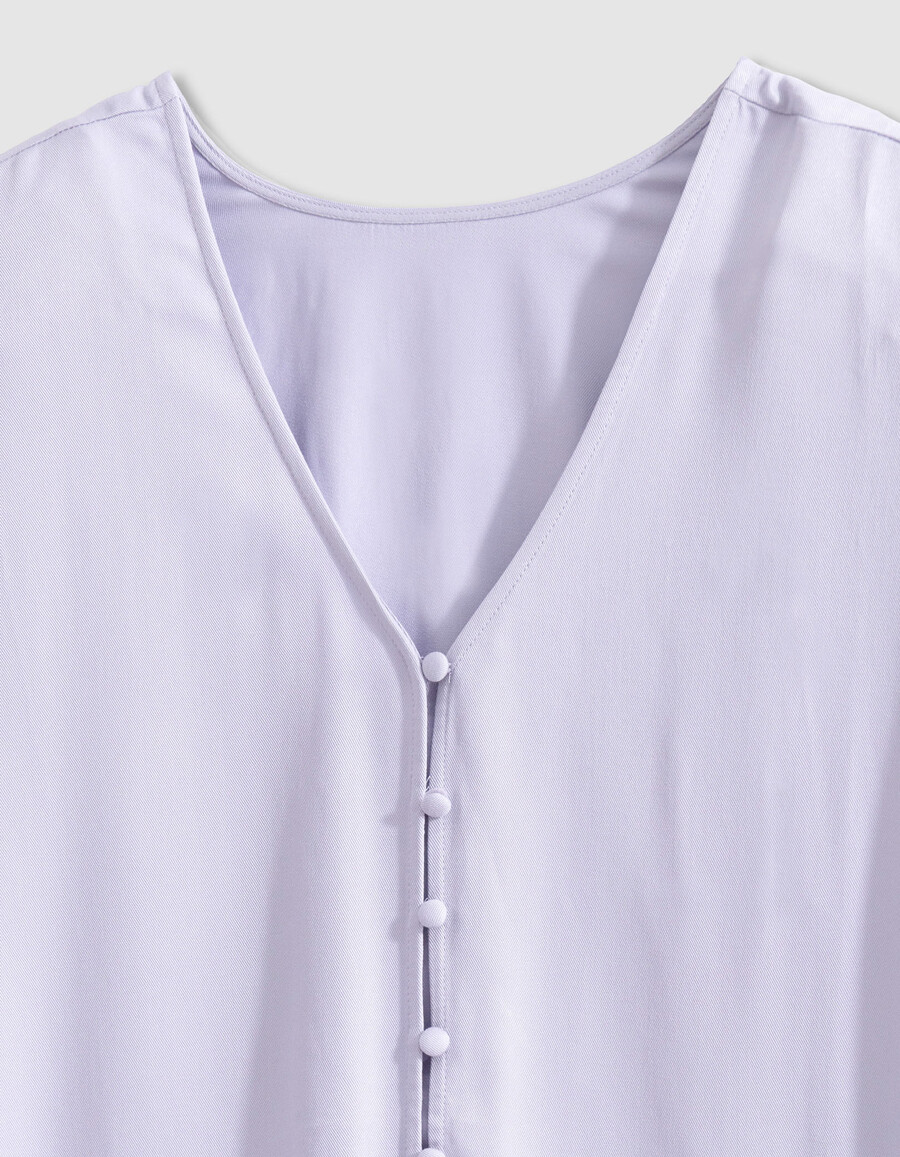 maglia reversibile a maniche corte lilla da donna davantidietro