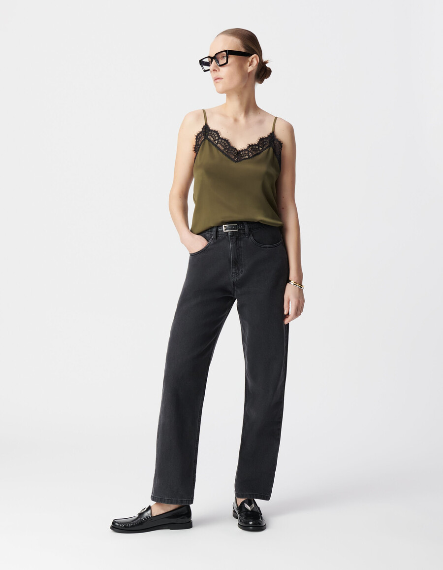 top in pizzo color cachi con spalline sottili esprit lingerie da donna