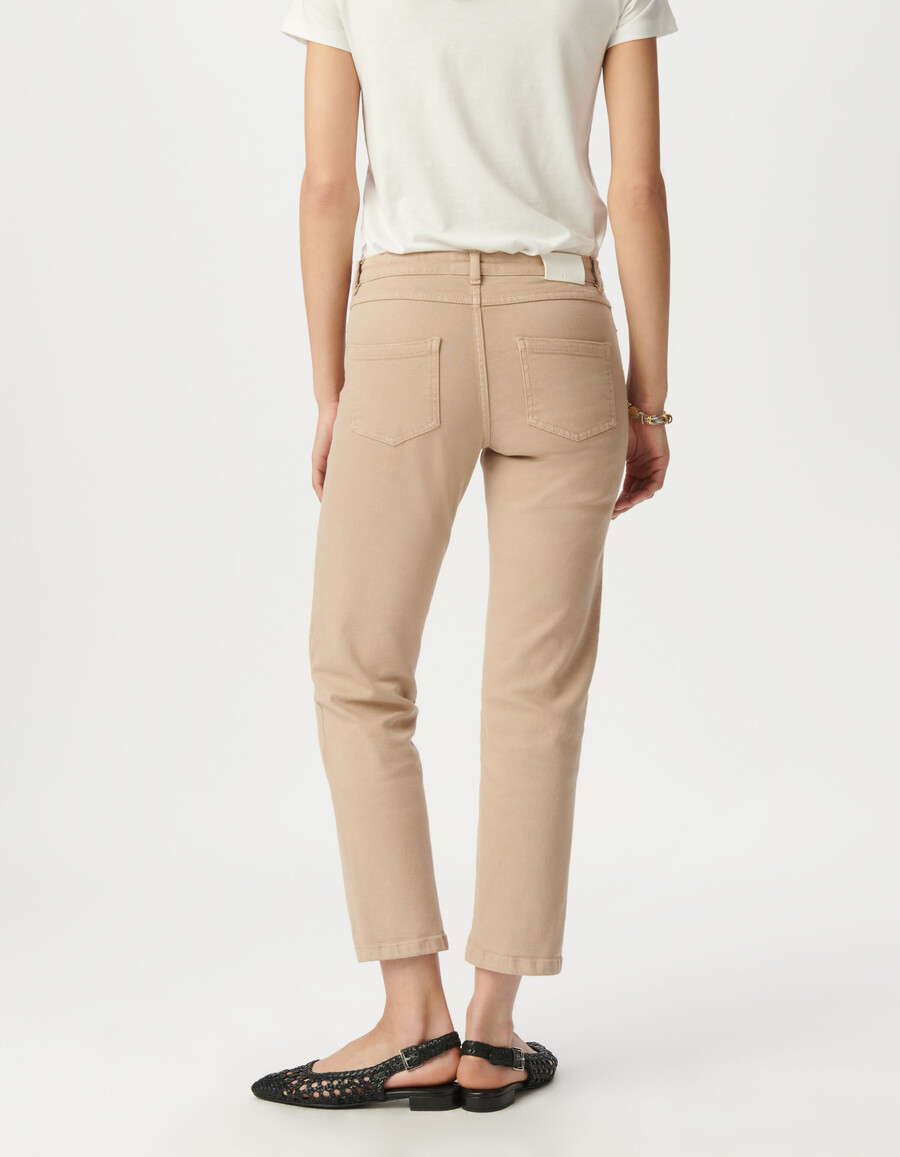 jeans dritti a vita alta beige