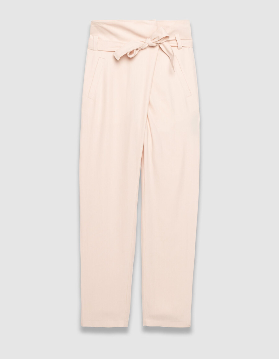 pantaloni da abito rosa asimmetrici da donna