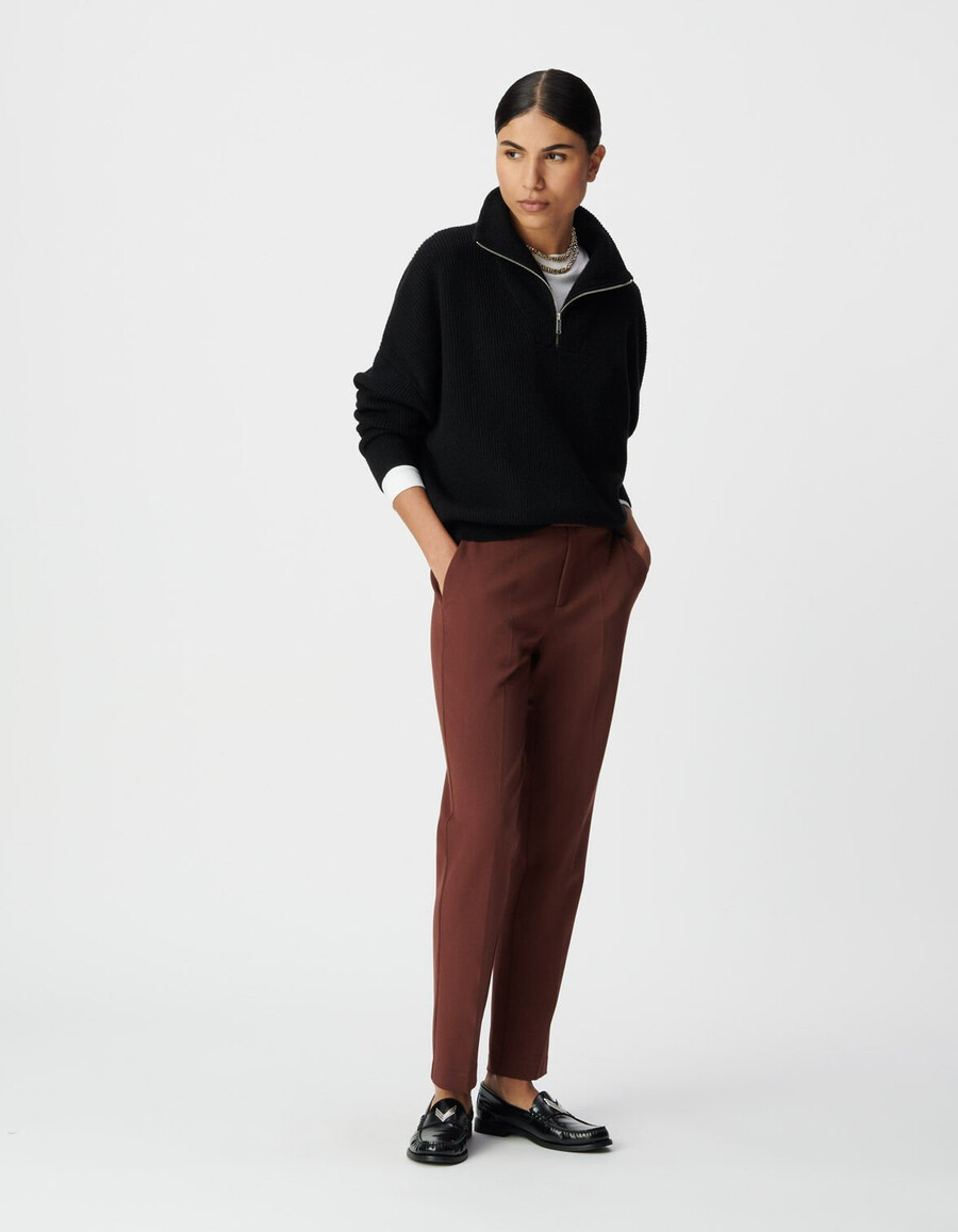 pantaloni da abito slim fit marroni da donna