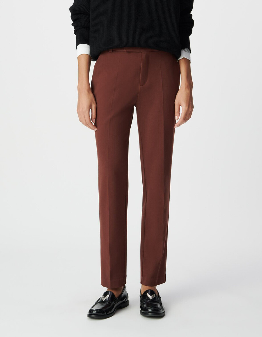 pantaloni da abito slim fit marroni da donna