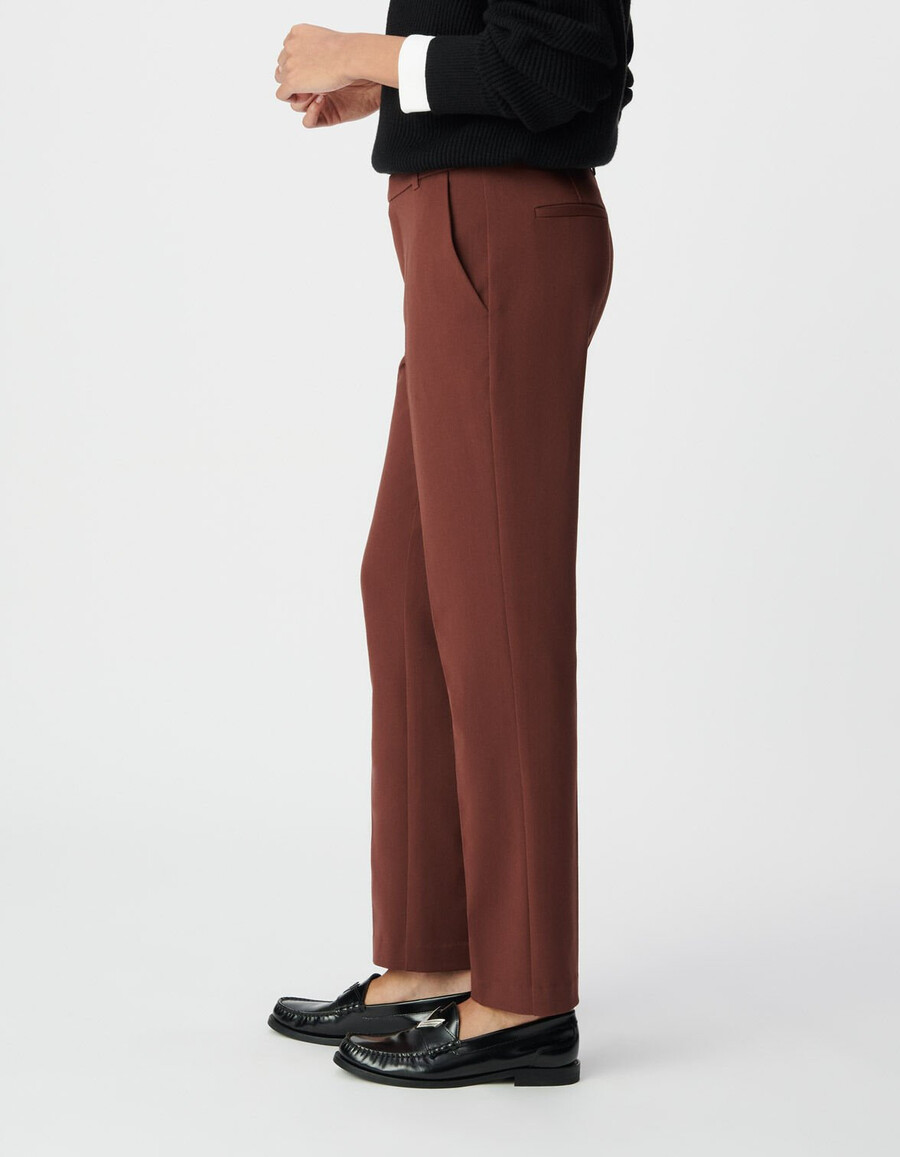 pantaloni da abito slim fit marroni da donna