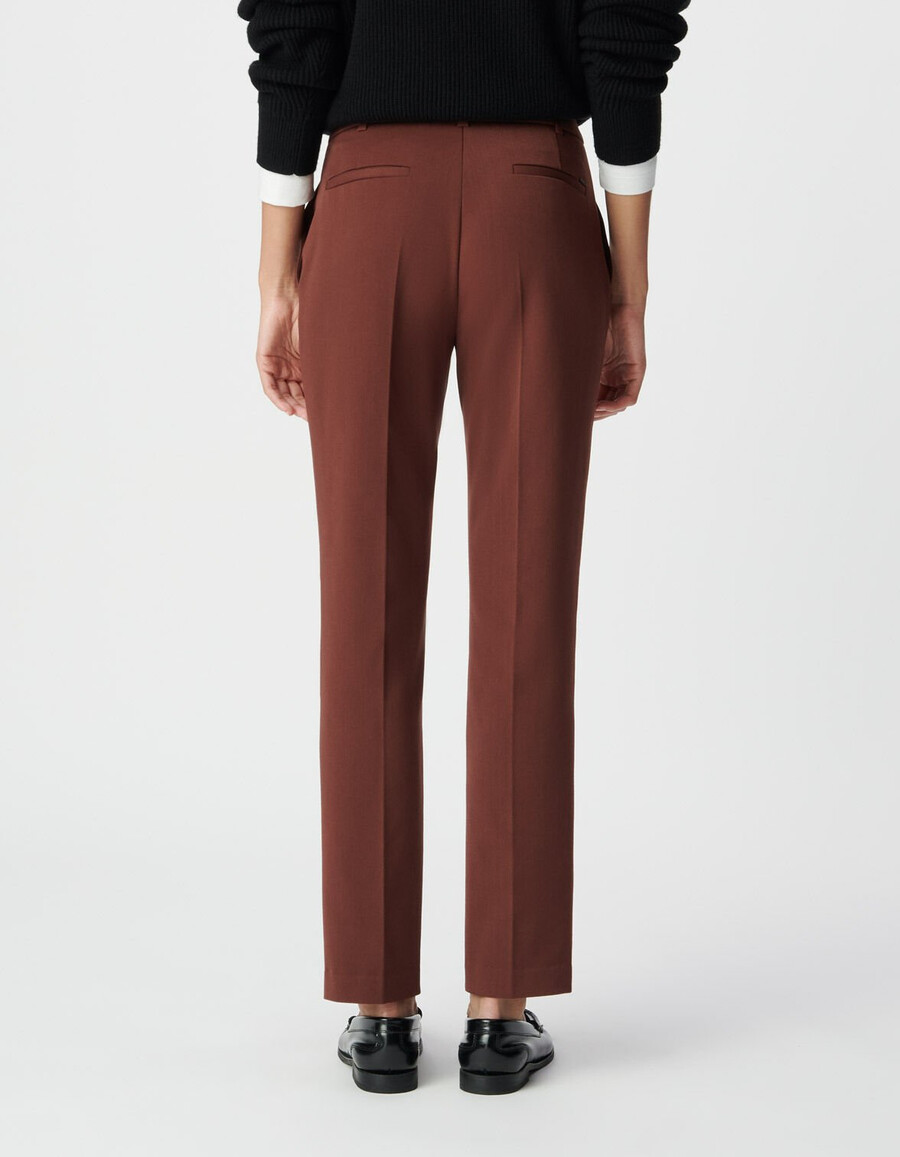 pantaloni da abito slim fit marroni da donna