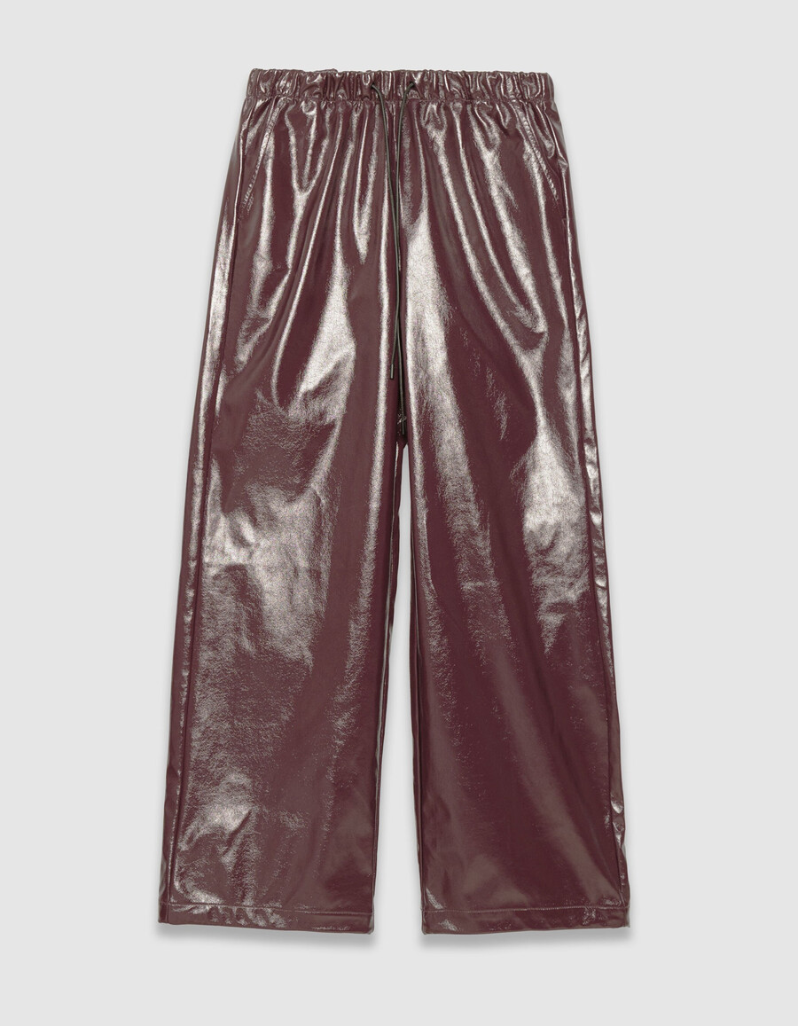 pantaloni da donna effetto vinile bordeaux