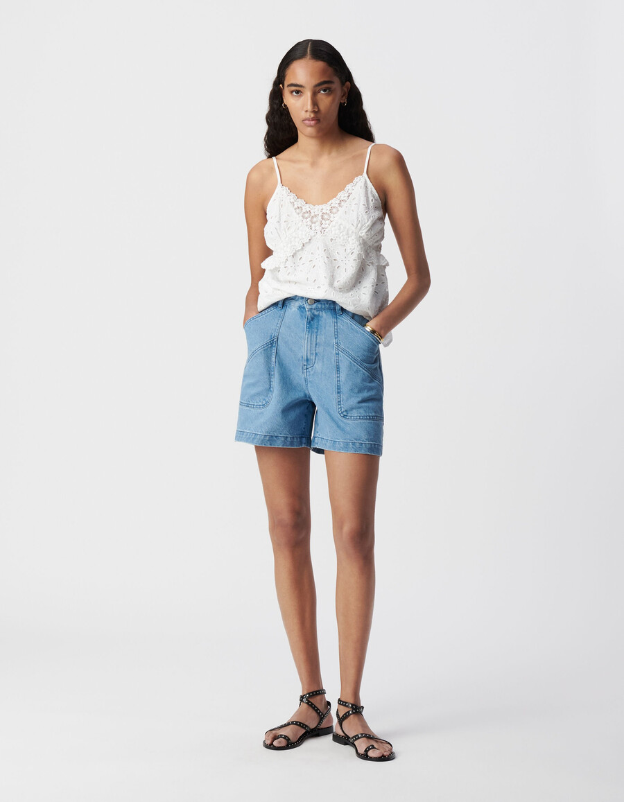 pantaloncini in denim blu senza cuciture da donna con tasche xl