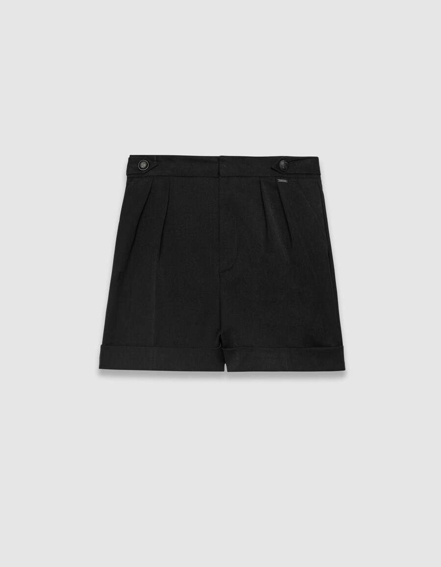 pantaloncini larghi neri da donna con risvolti