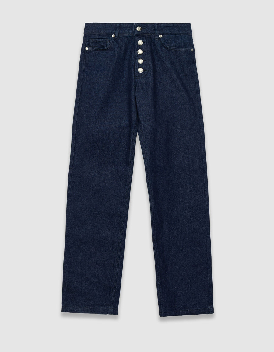 jeans dritti raw janis da donna con bottoni a vista